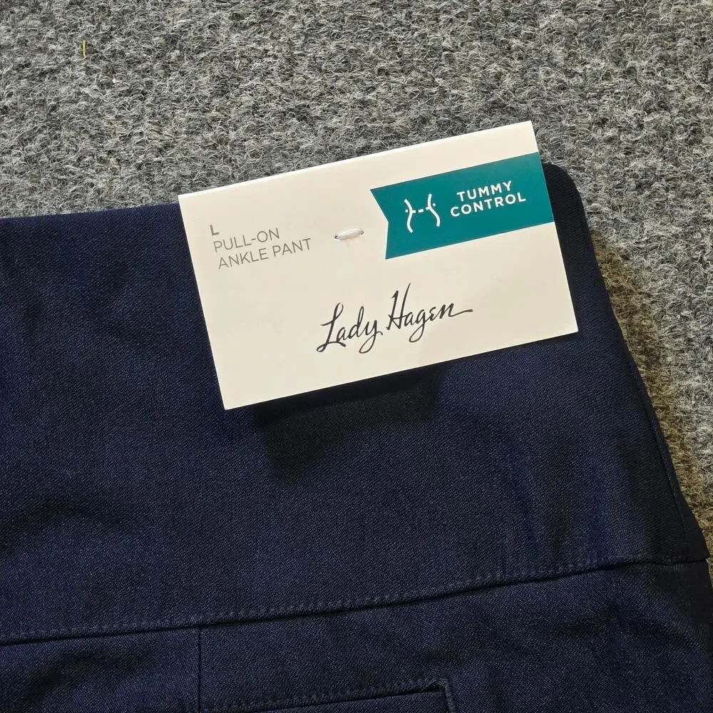 Lady Hagan Pants Womens Size Large Blue Pull On Ankle Golf Performance Casual - Picture 12 of 13